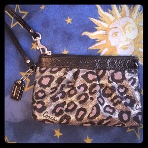 Coach ocelot print wristlet